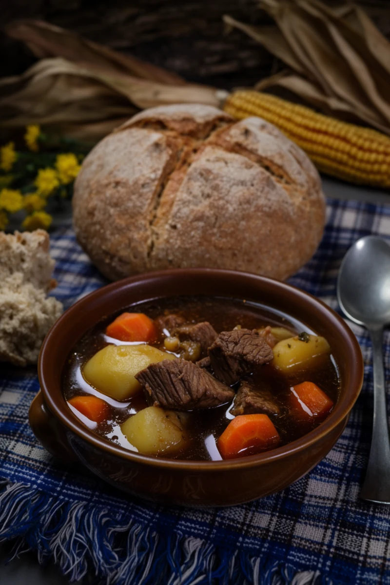 Предметная композиция с хлебом и овощами